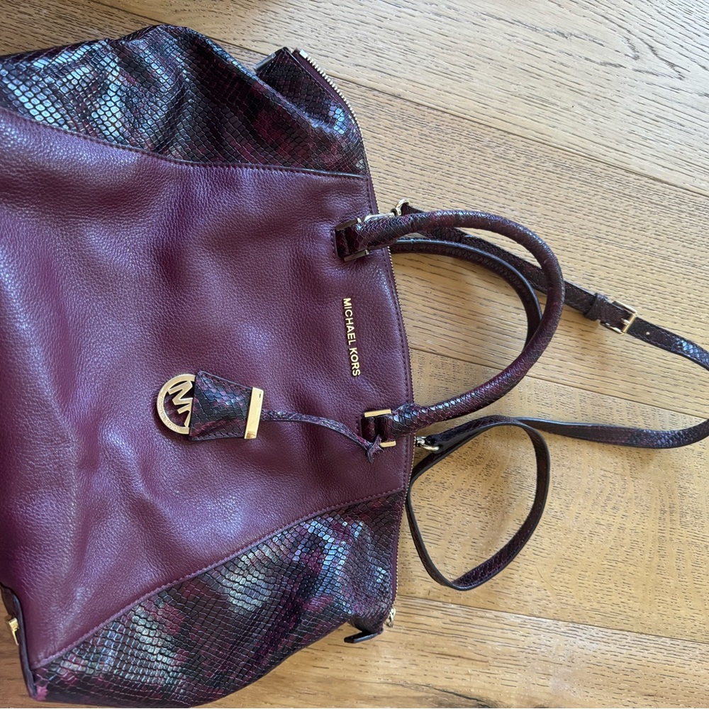 Michael Kors burgundy snakeskin purse